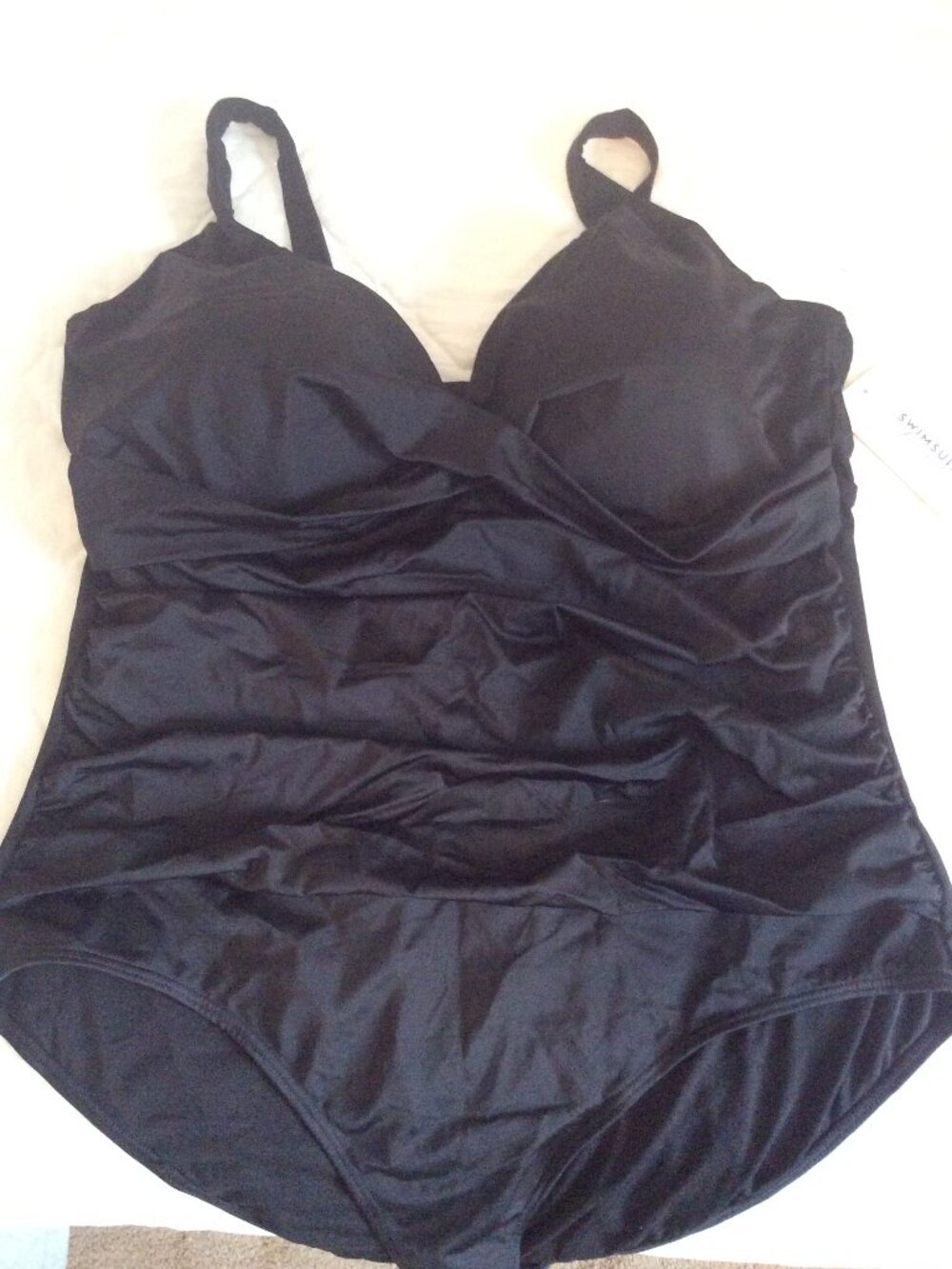 NWT Womens Size 22 Swimsuits For ALL, V-Neck One Piece Twist Front Swimsuit